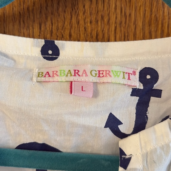 Barbara Gerwit White Tunic with Navy Anchors and Yellow Trim - Picture 2 of 5